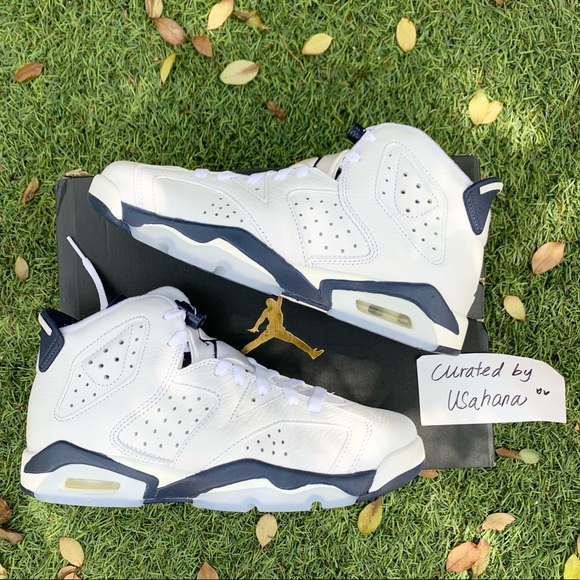 Jordan Shoes - Nike Air Jordan 6 GS retro white Midnight navy shoes